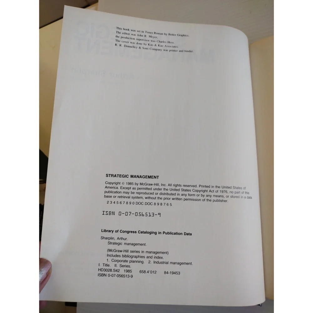 Strategic Management Arthur Sharplin‎ Book 1985 and It's Environment
